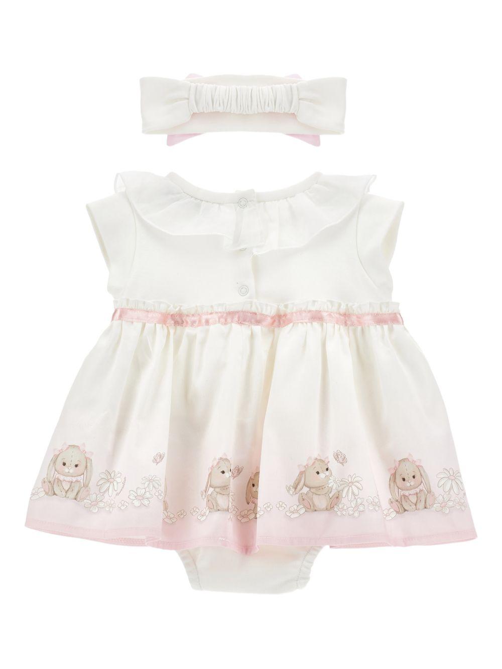 Abito per neonata Monnalisa bianco con stampa coniglietti 35G511 7000 0190 MONNALISA KIDS