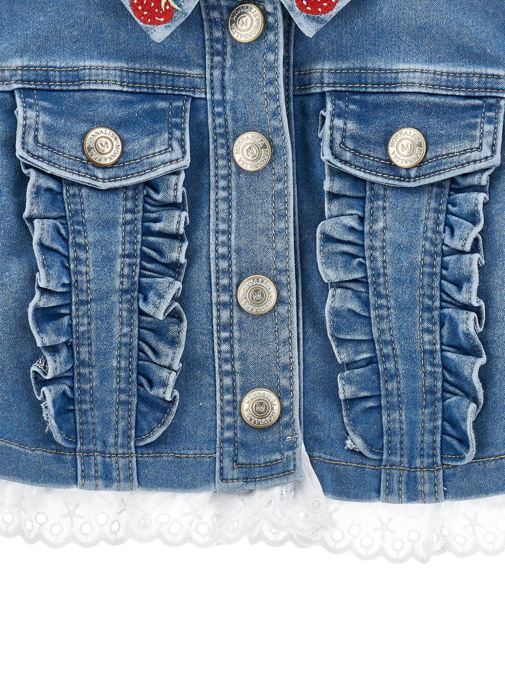 Giubbino per neonata Monnalisa x Disney denim con ricamo Winnie the Pooh sul retro 39G103 7017 0062 MONNALISA KIDS