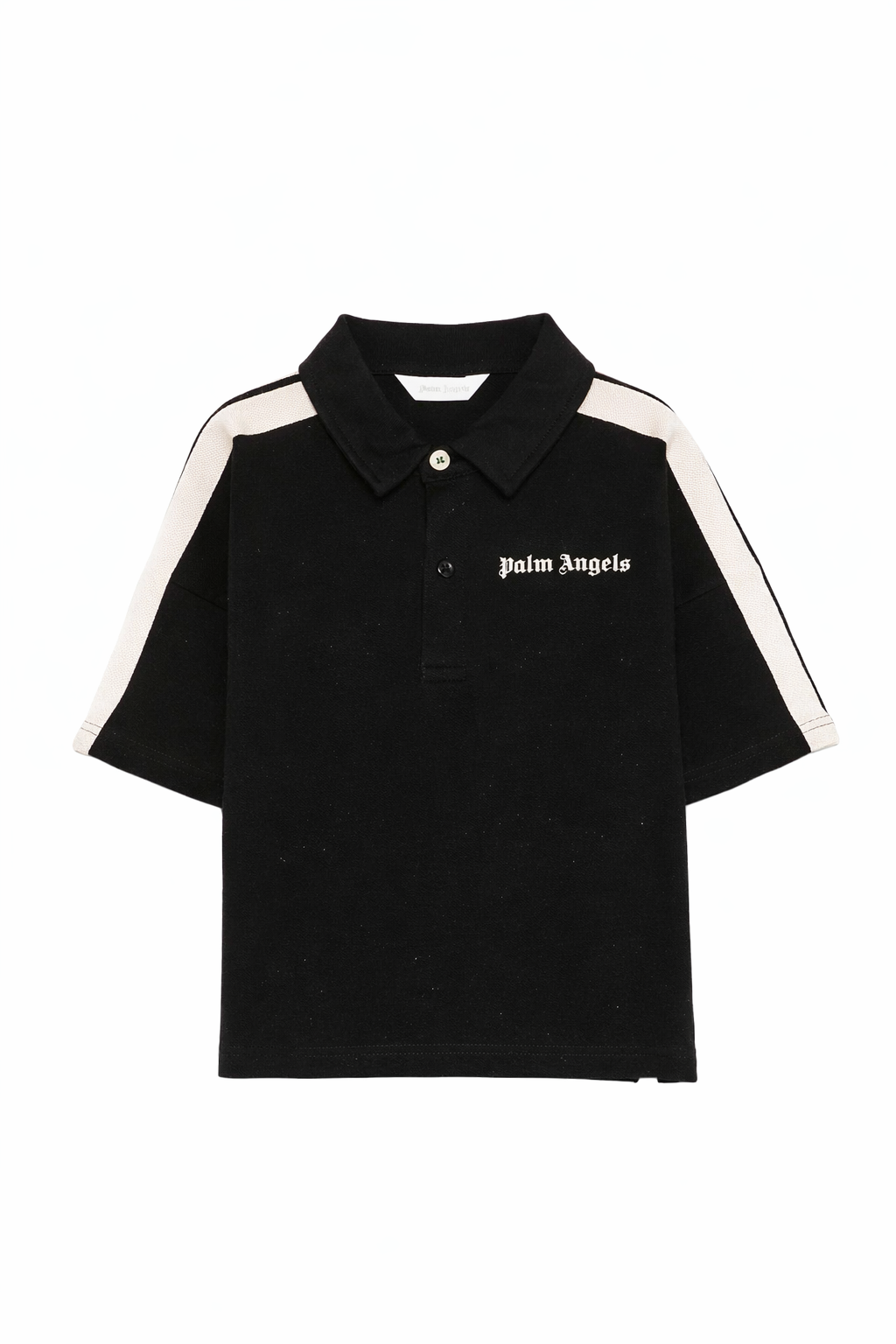 T-shirt per bambino Palm Angels Kids nera con logo sul davanti PBBD013S26FLE001 110 PALM ANGELS KIDS