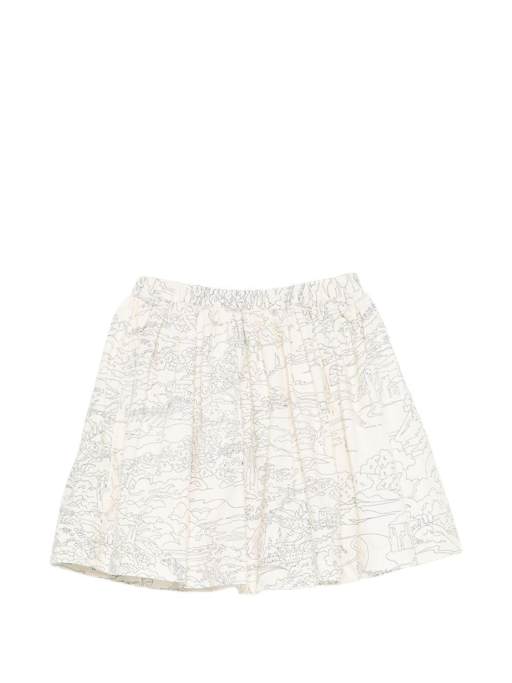 Gonna per bambina Bonpoint beige con stampa grafica all-over S06GSKW00014 677 BONPOINT