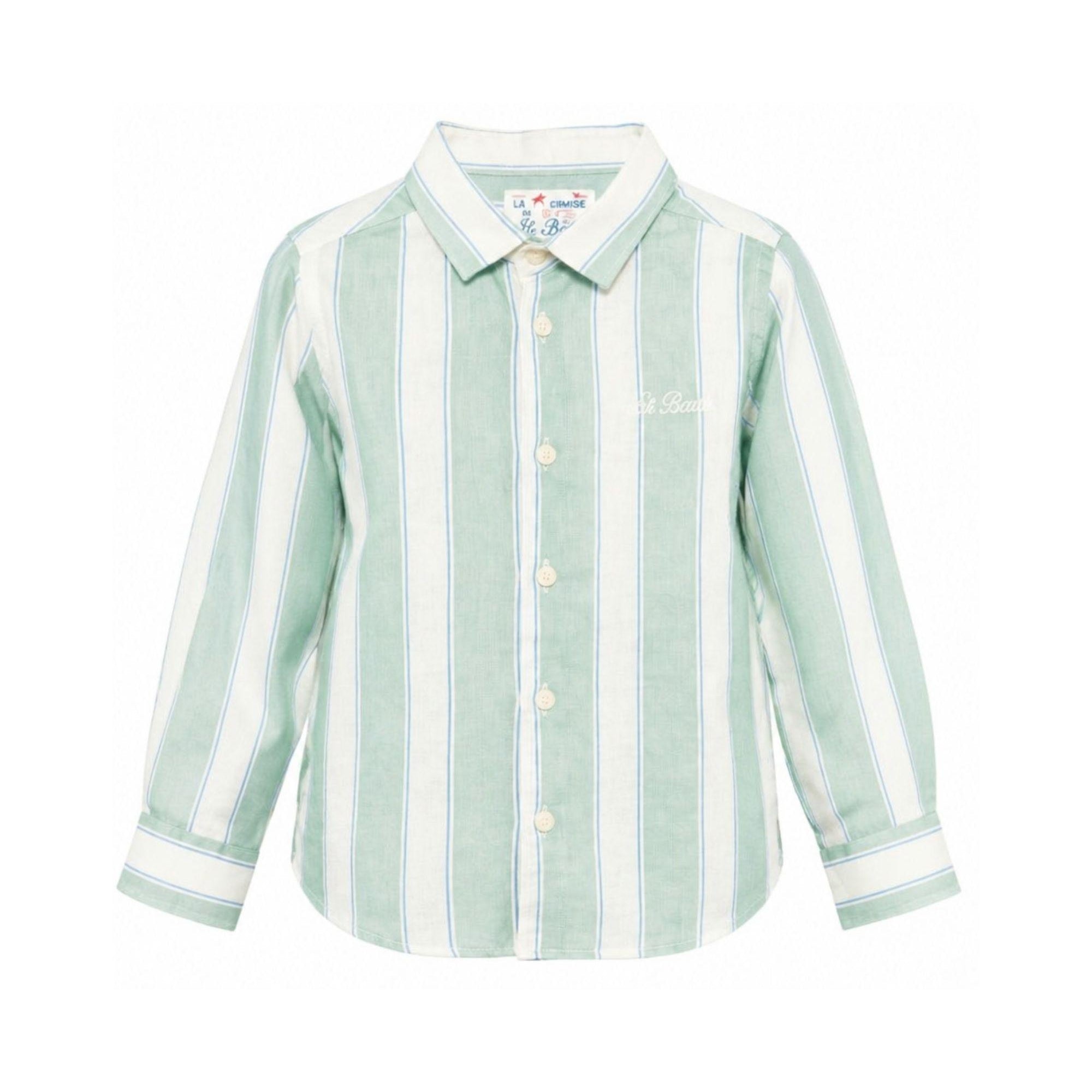 Camicia di Agnes Mc2 Saint Barth Kids verde con colletto classico AGN0001 00782L MC2 ST. BARTH KIDS
