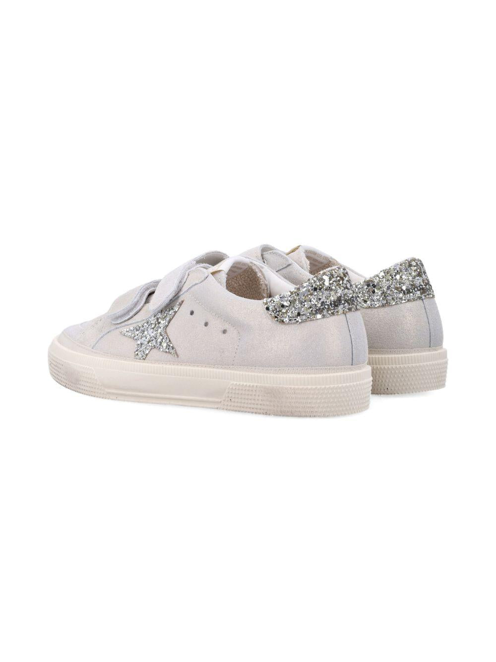 Sneakers May School per bambina Golden Goose Kids grigio con dettagli glitter F00198F008077 65157 GOLDEN GOOSE KIDS