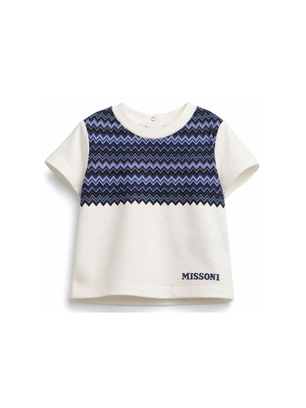 T-shirt per neonato Missoni Kids bianca con dettaglio a zigzag MZ8341 Z3672 102 MISSONI KIDS