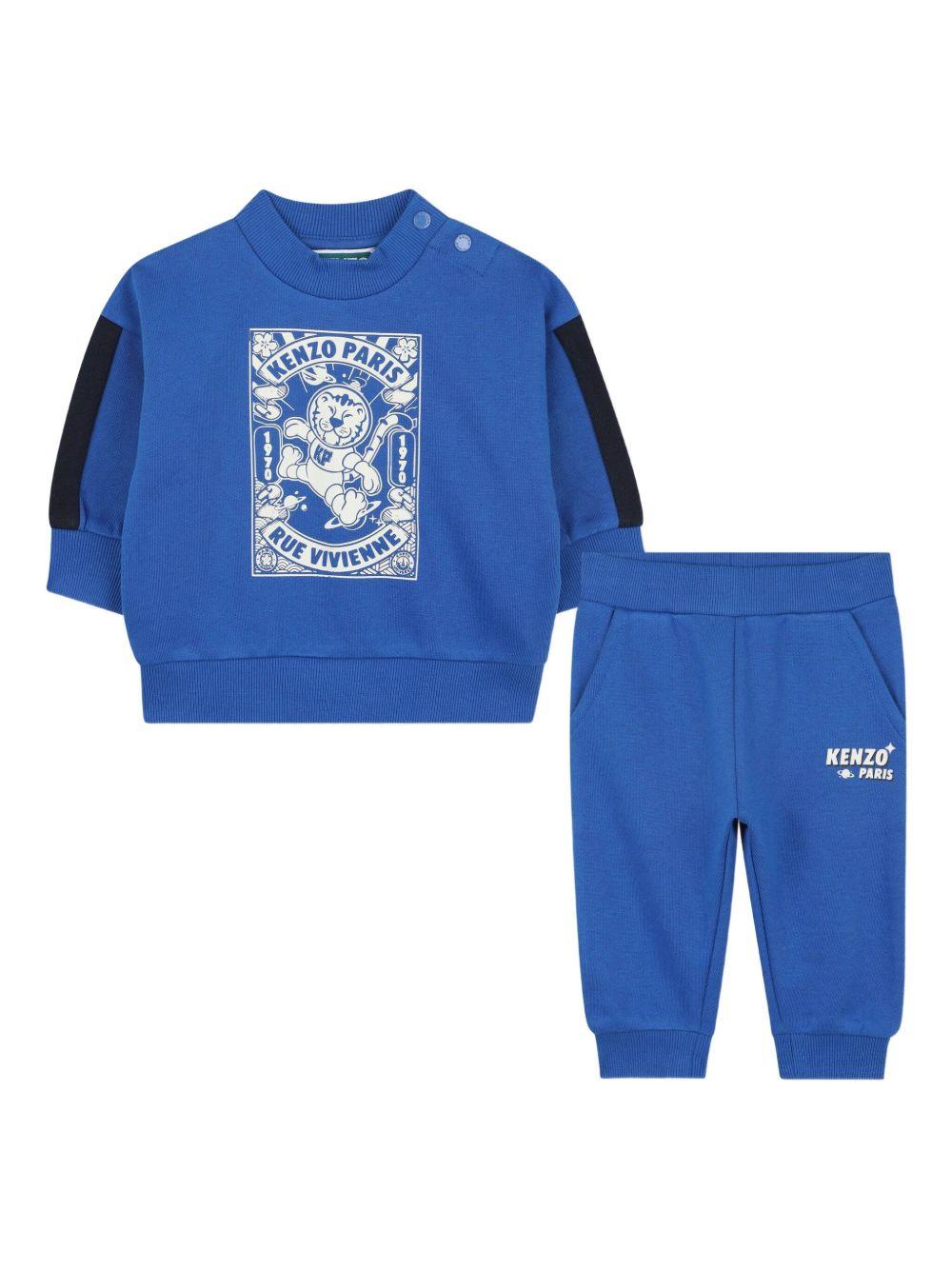 Set tuta sportiva per neonato Kenzo Kids blu con design stampa K61291 871 KENZO KIDS