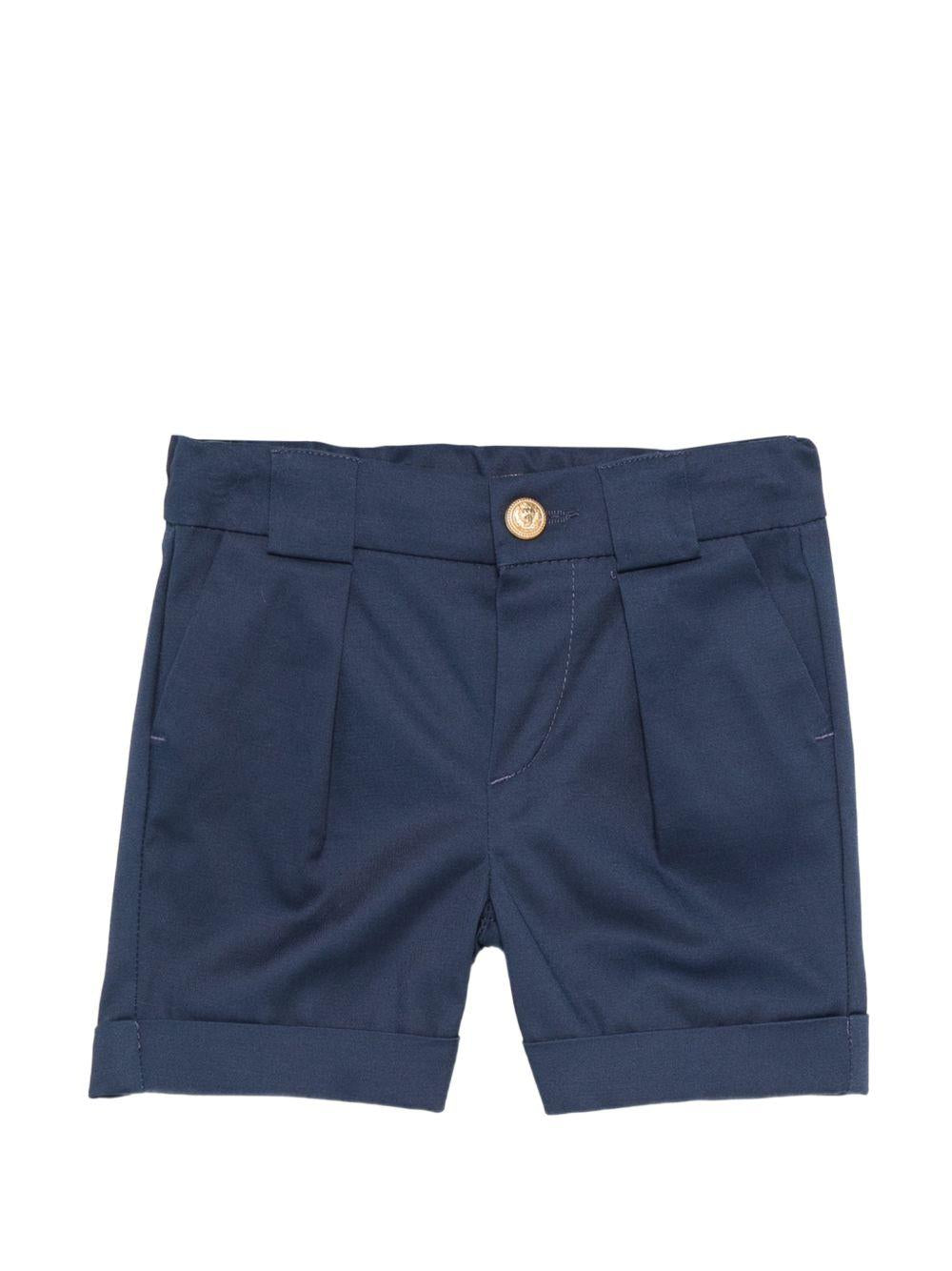 Shorts per neonato Balmain Kids blu con passanti per cintura BY6679 G0197 620 BALMAIN KIDS