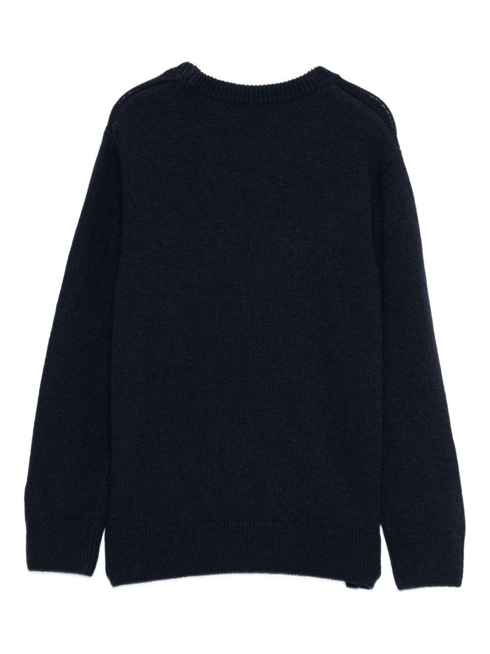 Maglione per bambino MC2 Saint Barth Kids blu con scritta "Vacanze di Natale" DOU0001 00013I MC2 ST. BARTH KIDS