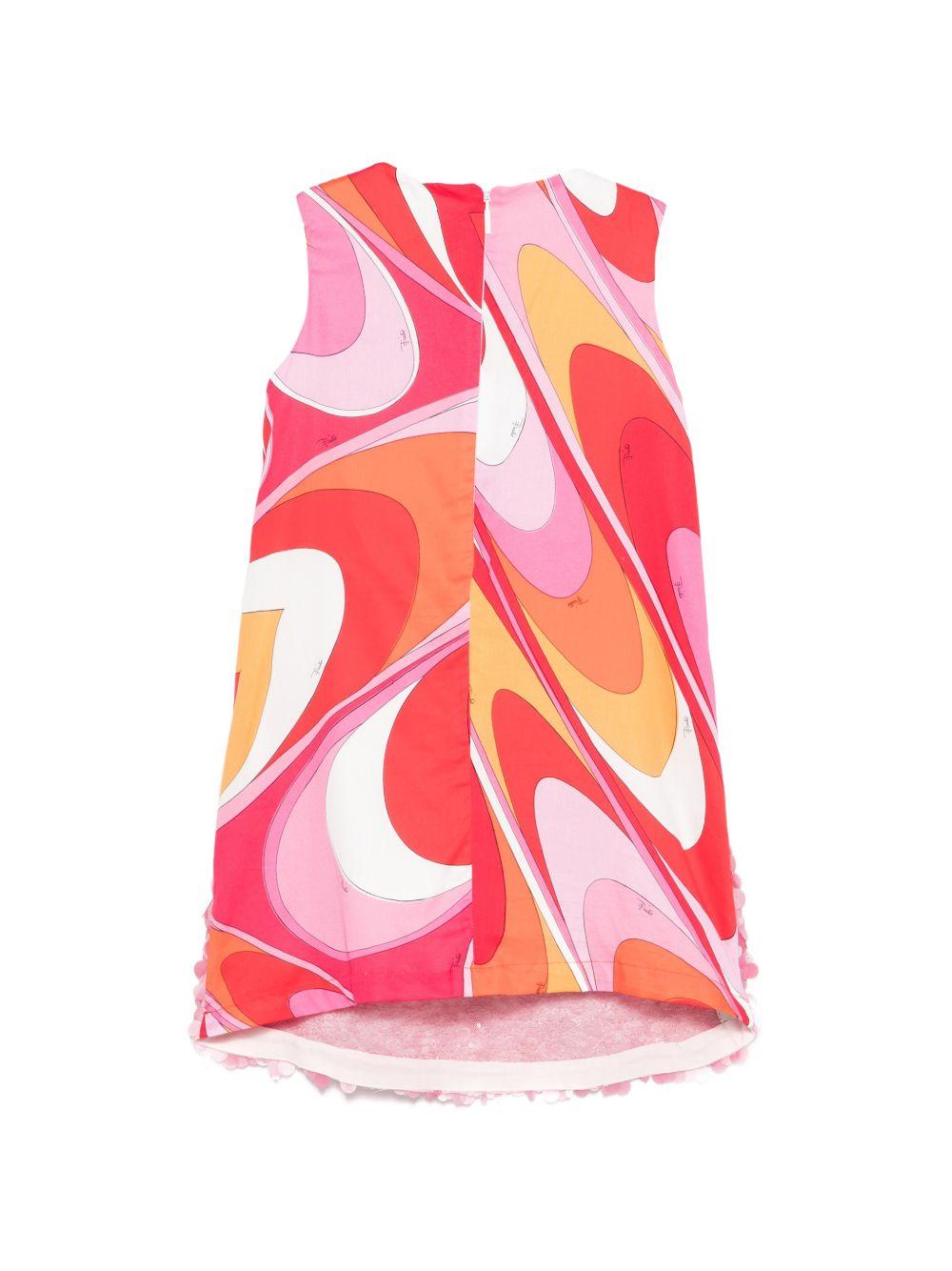 Abito per bambina Pucci Junior rosa con decorazioni di paillettes PY1C82 U0278 511 EMILIO PUCCI KIDS