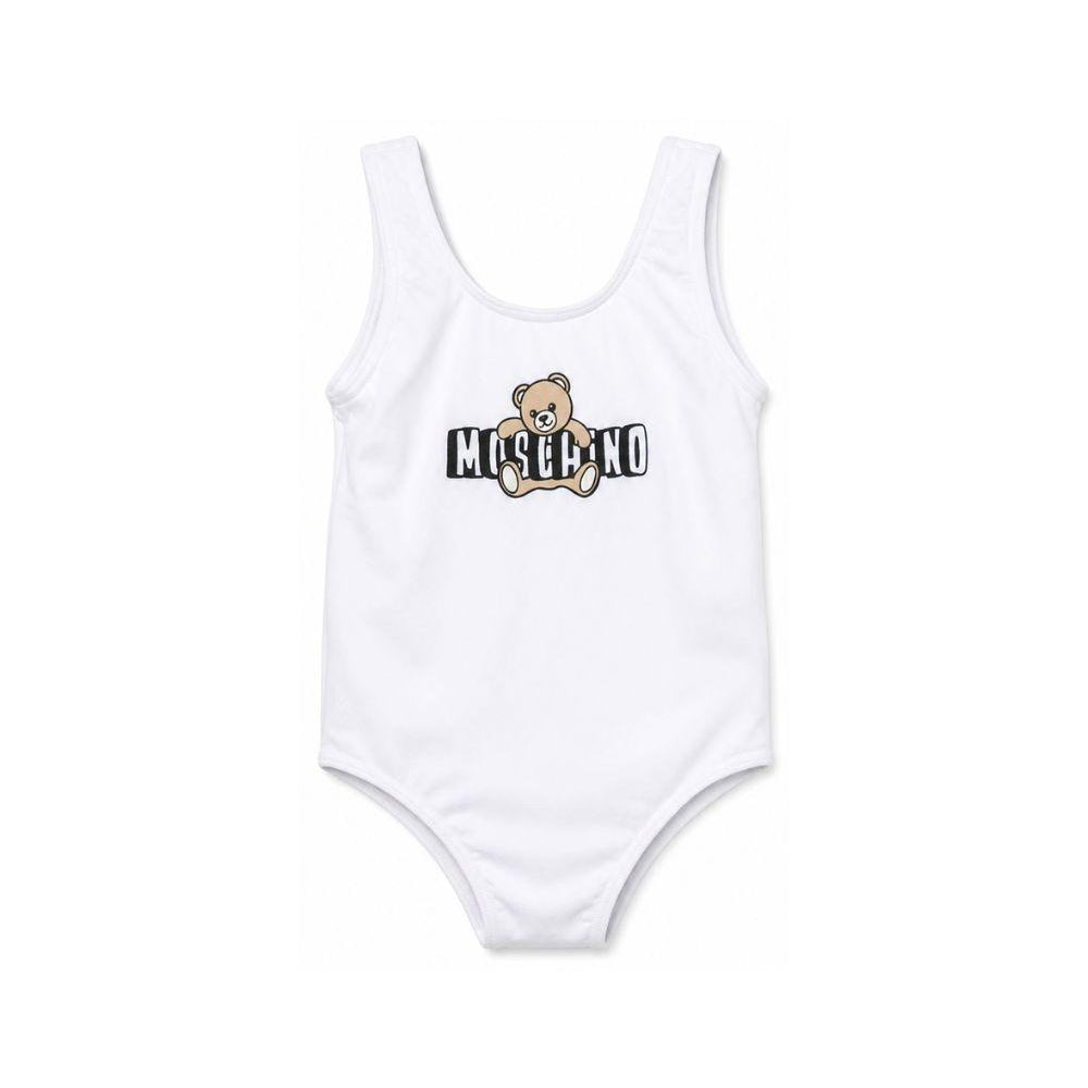 Costume da bagno per neonata Moschino Kids bianco con stampa grafica sul davanti M2L00ALKA11 10101 MOSCHINO KIDS
