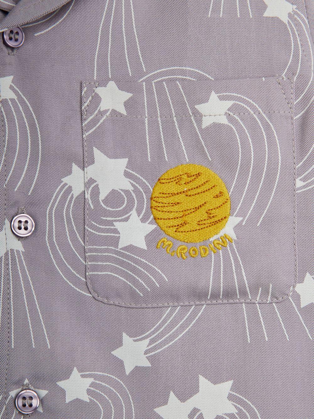 Camicia per bambino Mini Rodini viola con stampa all-over stelle 26220102 PURPLE MINI RODINI KIDS