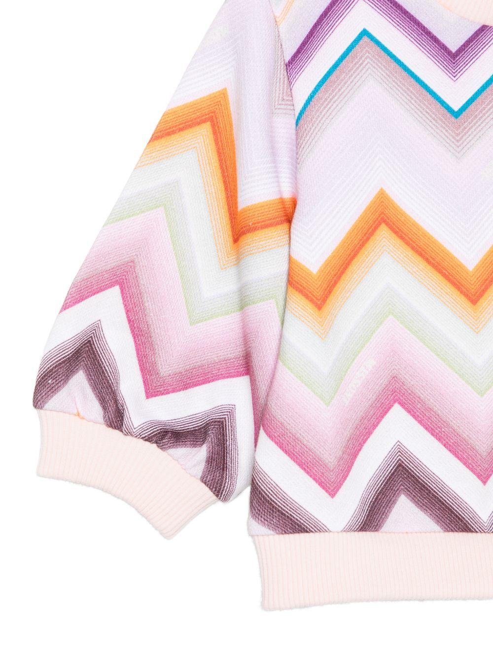 Felpa per neonata Missoni Kids multicolore con stampa zigzag all-over MZ4000 Z4078 999 MISSONI KIDS