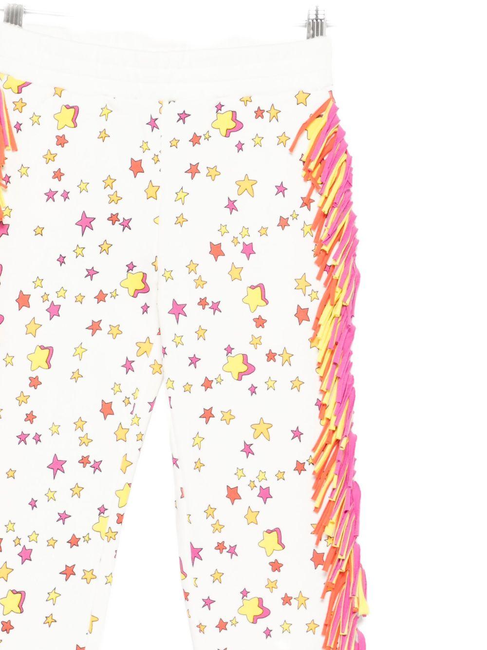Pantaloni sportivi per bambina Stella McCartney Kids bianco con stampa stelle e frange TX6B60 Z3092 103MC STELLA McCARTNEY KIDS