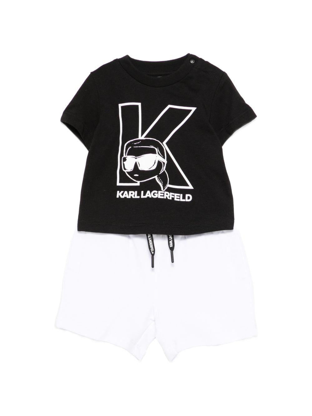 Completo per neonato Karl Lagerfeld Kids nero con stampa grafica Z31074 10P KARL LAGERFELD KIDS