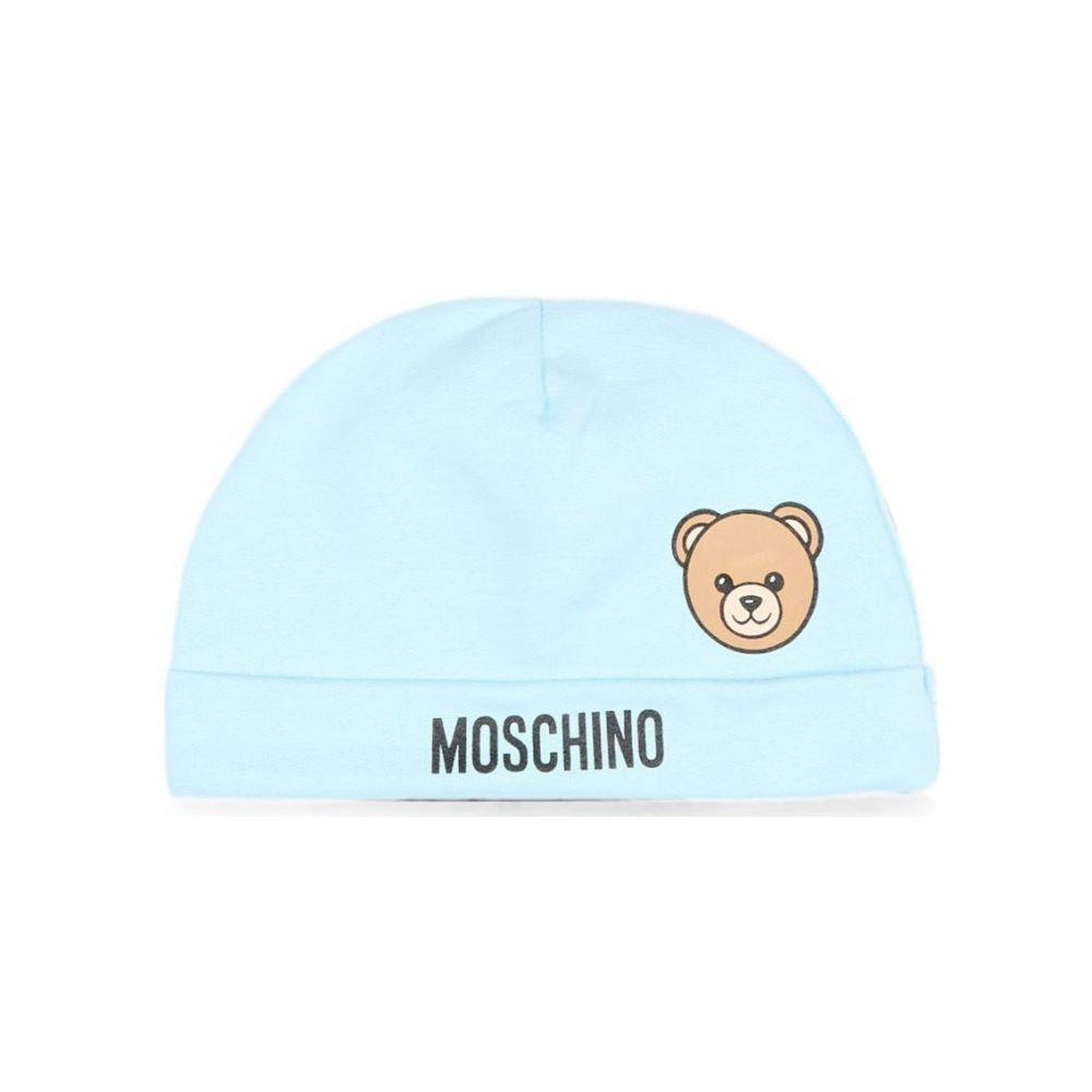 Cappellino per neonato Moschino Kids azzurro con motivo Teddy Bear MUX066LCA40 40304 MOSCHINO KIDS