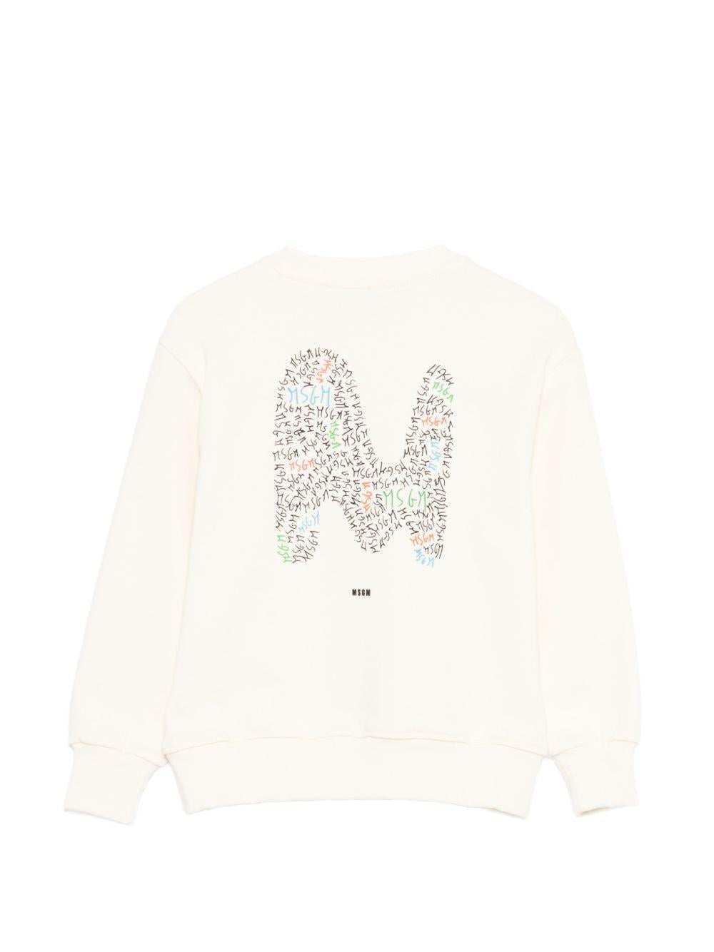 Felpa per bambini MSGM Kids bianca con logo sul davanti S6MSJBSW237 013 MSGM KIDS