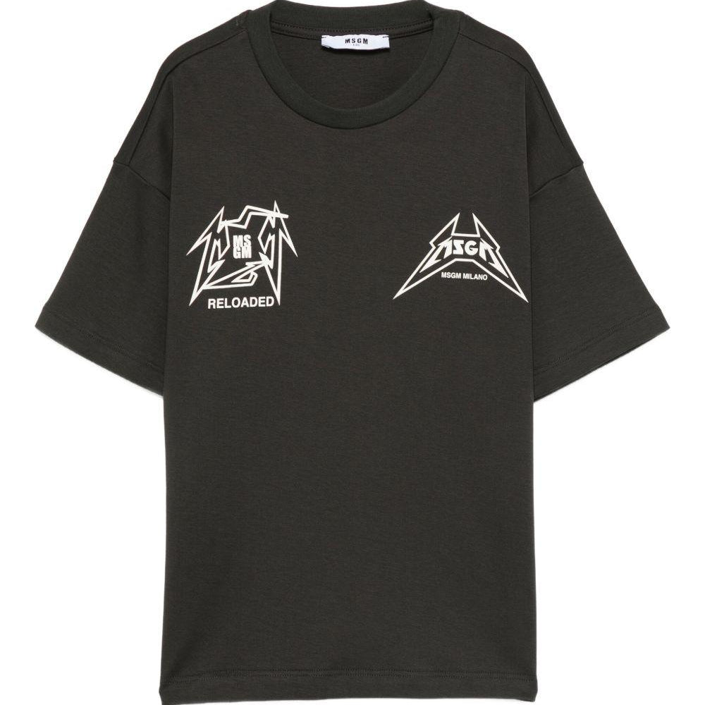 T-shirt per bambino MSGM Kids nera con stampa grafica sul davanti F5MSJGTH267 MS040 MSGM KIDS