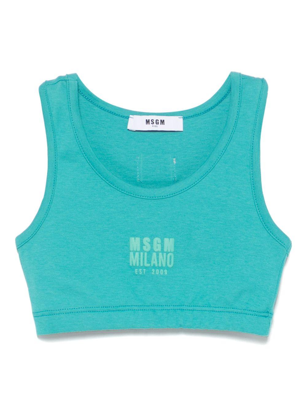 Canotta con stampa per bambina MSGM Kids azzurro con girocollo S5MSJGTA175 MS012 MSGM KIDS