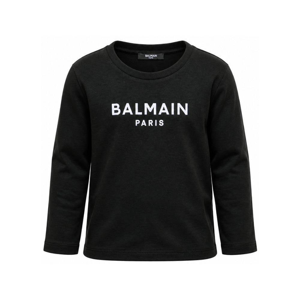 T-shirt per bambino Balmain Kids nera con dettaglio logo sul davanti BZ8I20 Z3672 930BC BALMAIN KIDS