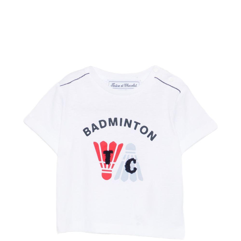 T-shirt per neonato Tartine & Chocolat bianca con stampa badminton CC10071 04 TArtine & Chocolat KIDS