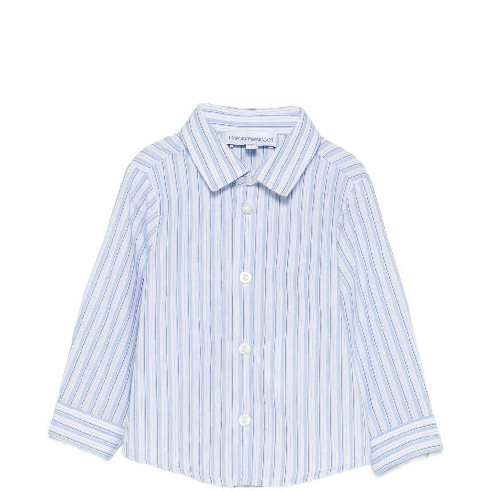 Camicia per neonato Emporio Armani Kids azzurra con design a righe EB001165 AF20973 F0023 EMPORIO ARMANI KIDS