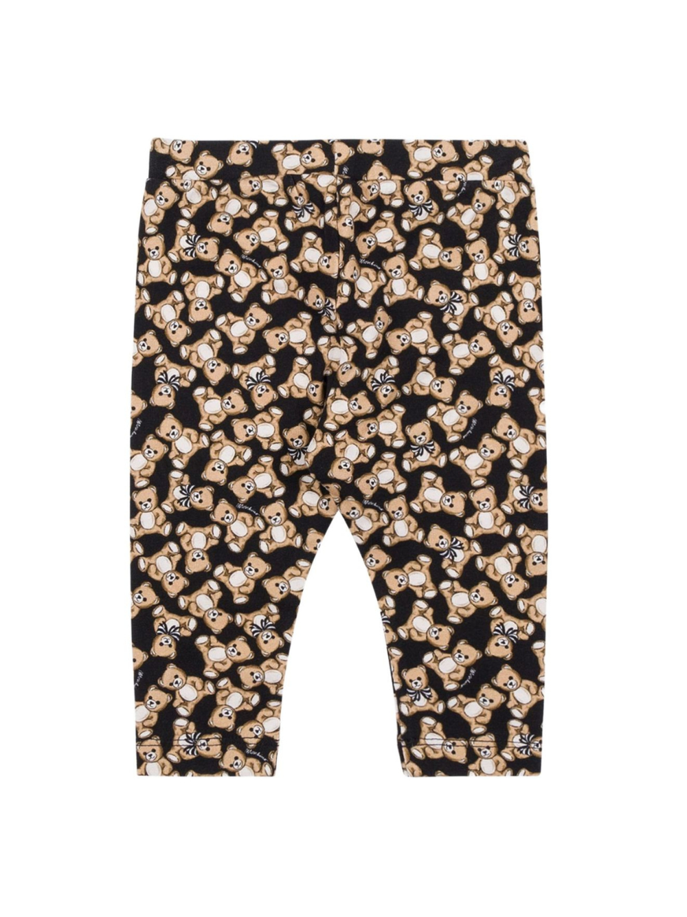 Leggins per neonata Moschino Kids neri con stampa Teddy Bear all-over MHP032LBB8E 84923 MOSCHINO KIDS