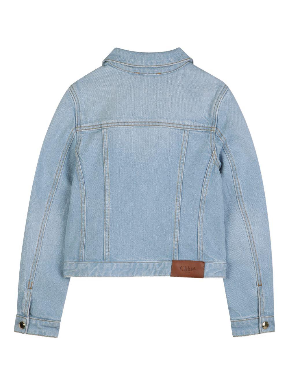 Giacca per bambina Chloé Kids in denim con bottoni in cotone C20835 Z04 CHLOE' KIDS
