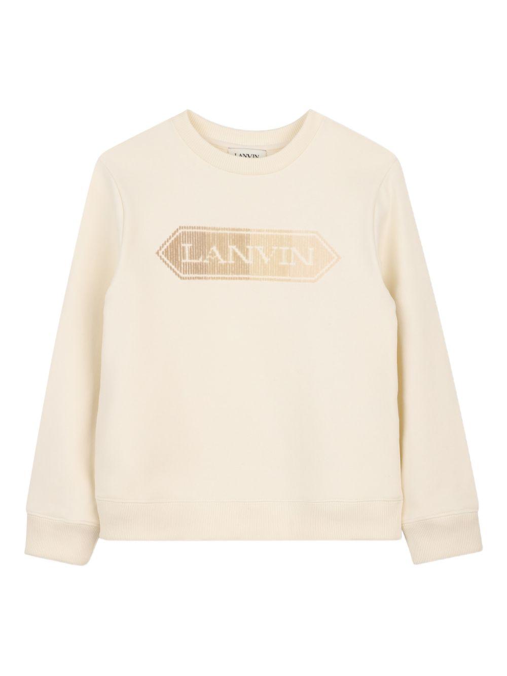 Felpa per bambino Lanvin Enfant beige con logo sul davanti N30367 519 LANVIN KIDS