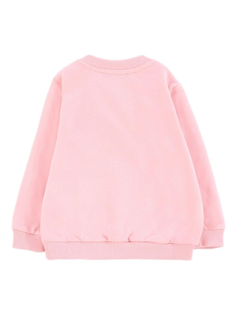 Felpa per neonata Moschino Kids rosa con logo Teddy Bear MNF060LCA40 50209 MOSCHINO KIDS