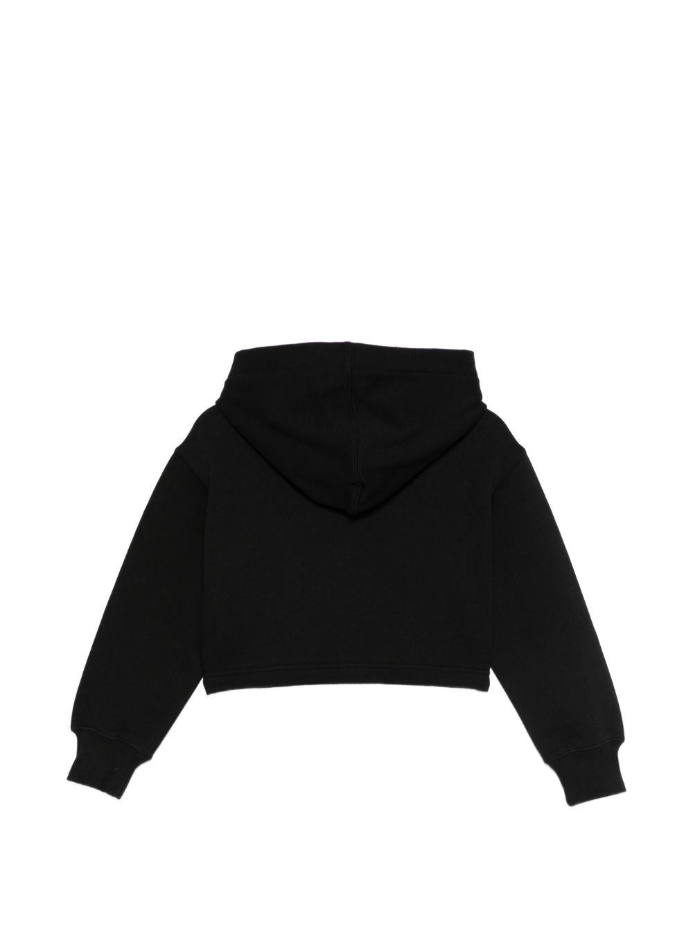 Felpa per bambina Palm Angels Kids nero con cappuccio decorato<BR/> PGBB006S26FLE001 110 PALM ANGELS KIDS