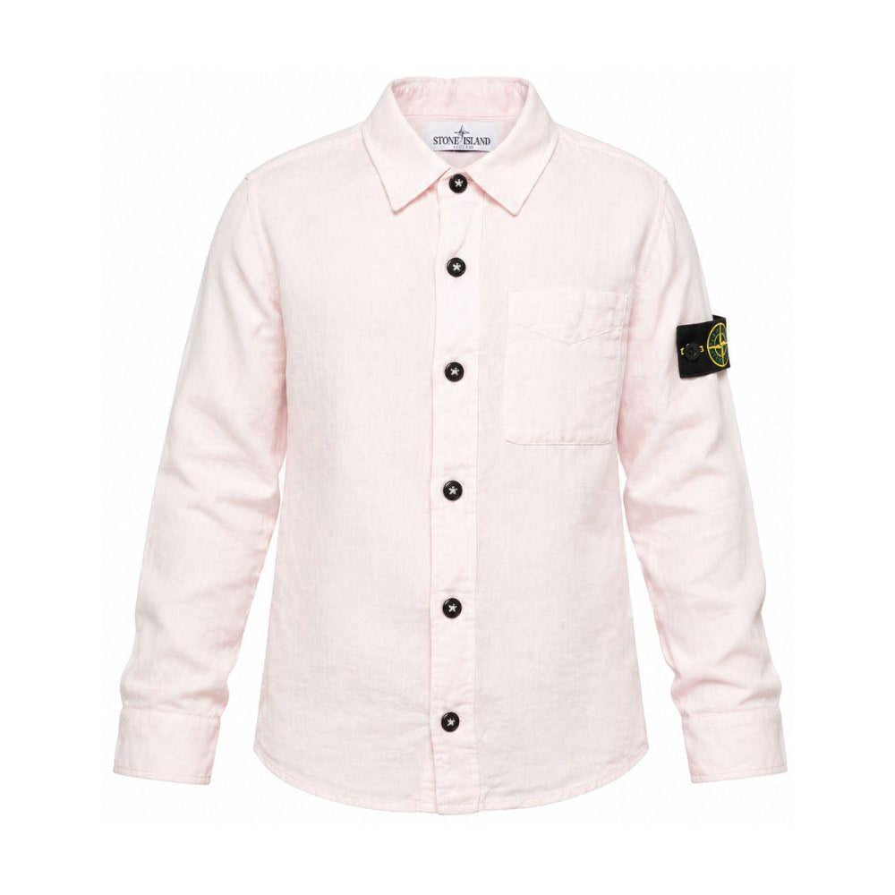Camicia per bambino Stone Island Junior rosa con toppa con logo L1S161100003S0145 V0080 STONE ISLAND JUNIOR