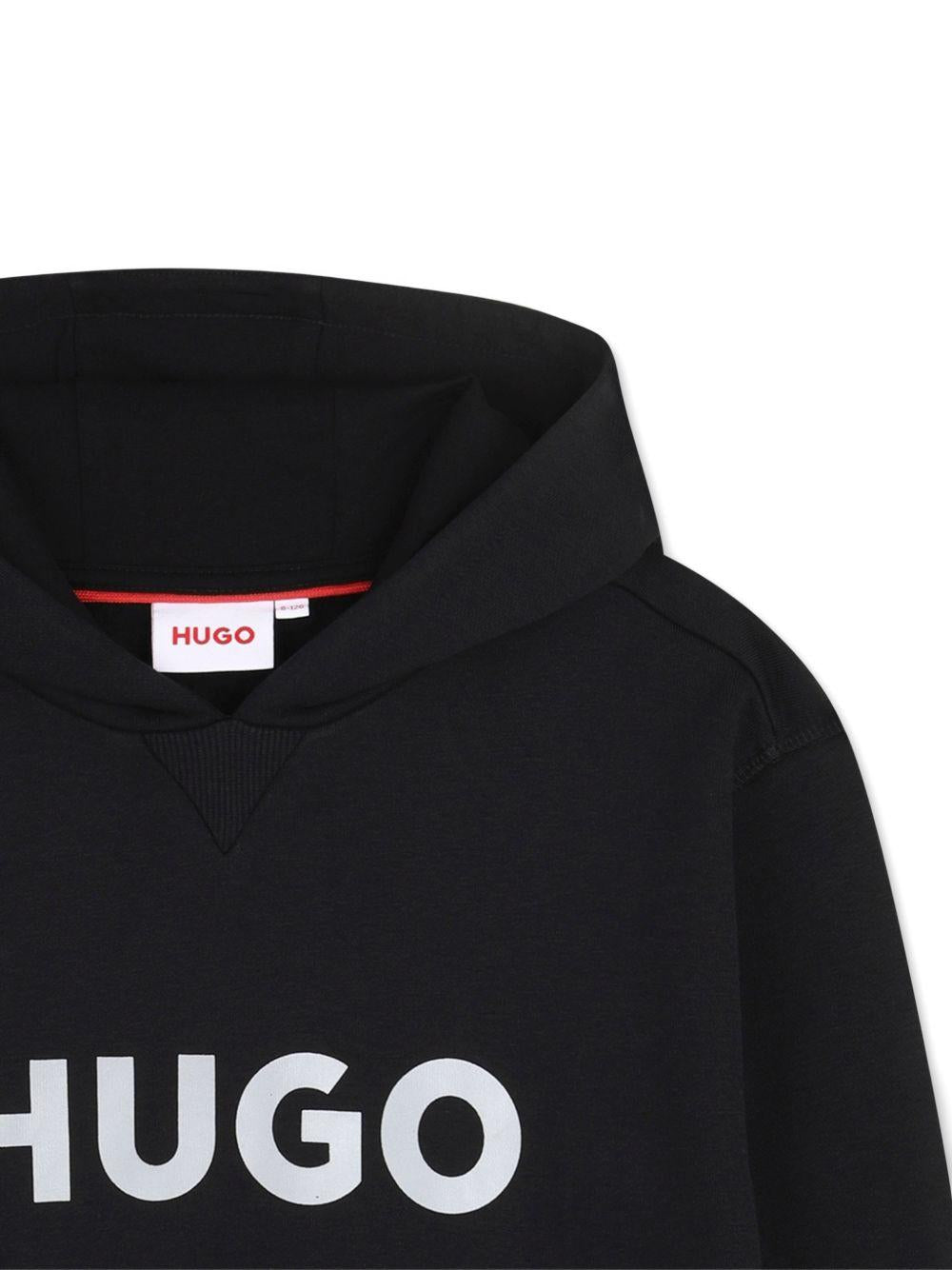Felpa per bambino Hugo Kids nera con logo sul davanti G01007 09B Hugo KIDS