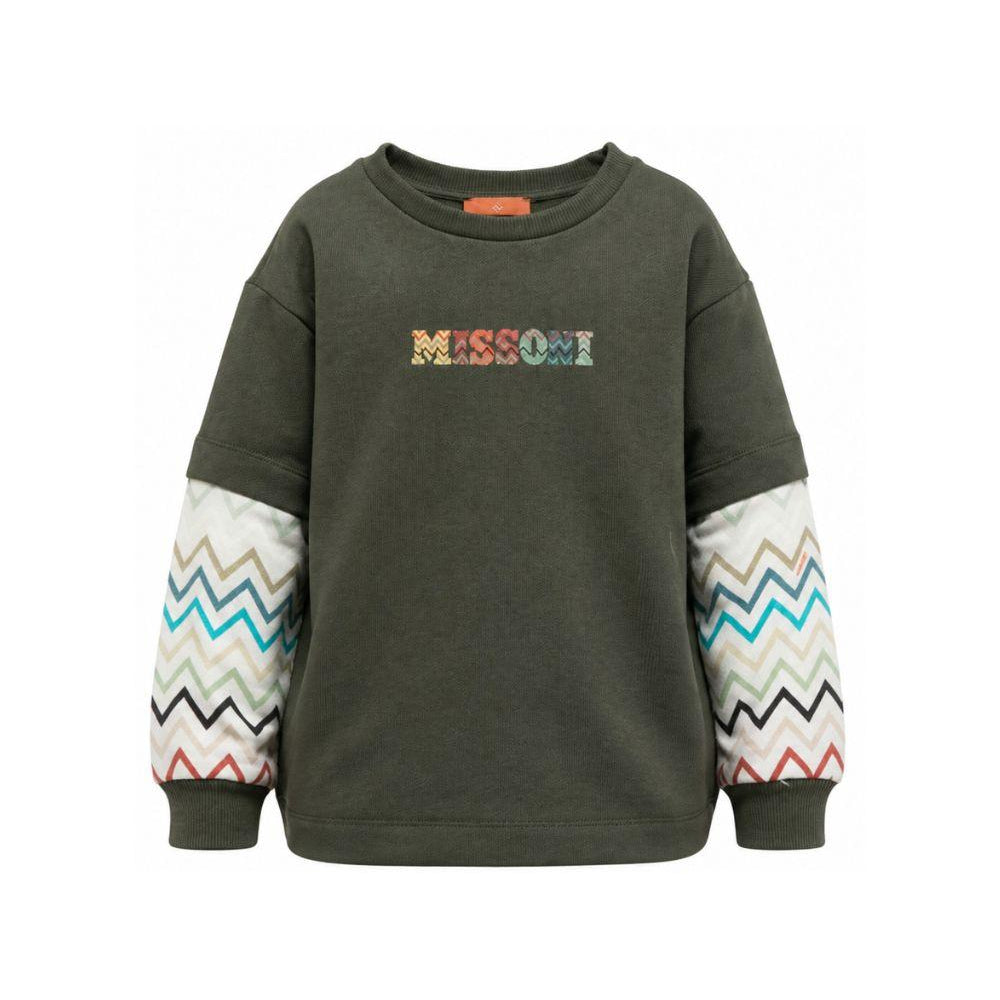 Felpa per bambino Missoni Kids verde con maniche a contrasto MZ4H30 Z3183 70J MISSONI KIDS