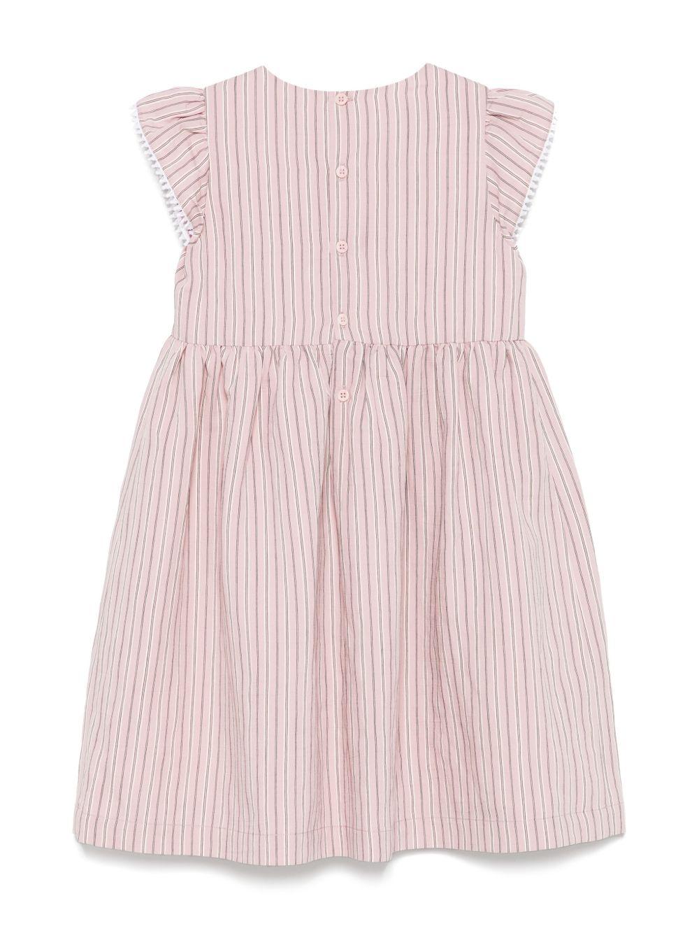 Abito per bambina Il Gufo rosa con motivo a righe verticali P25VM782R1000 333 IL GUFO KIDS