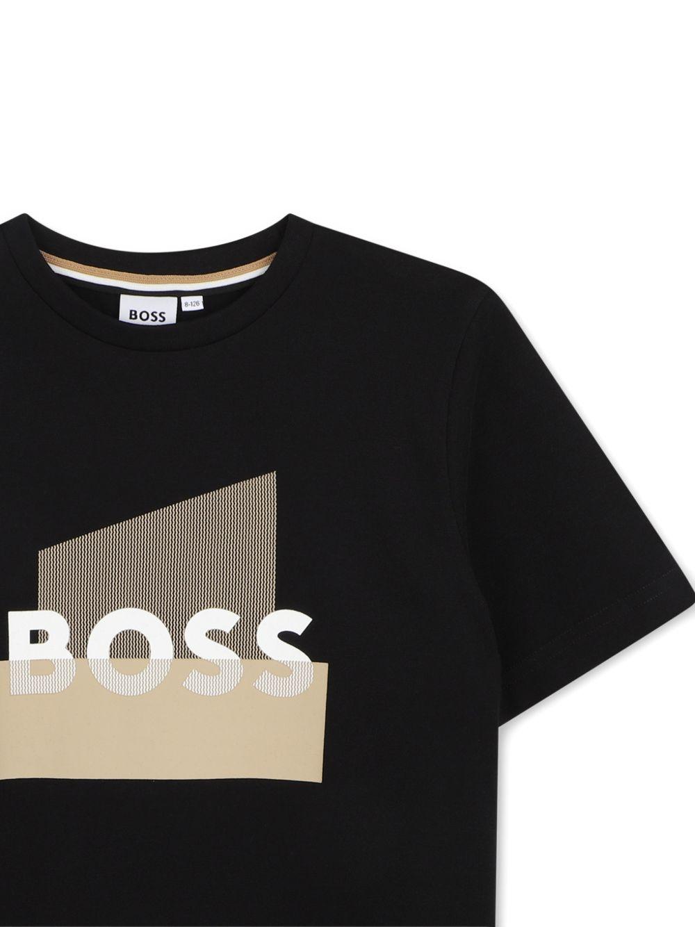T-shirt per bambino Boss Kids nero con stampa grafica J52978 09B BOSS KIDS
