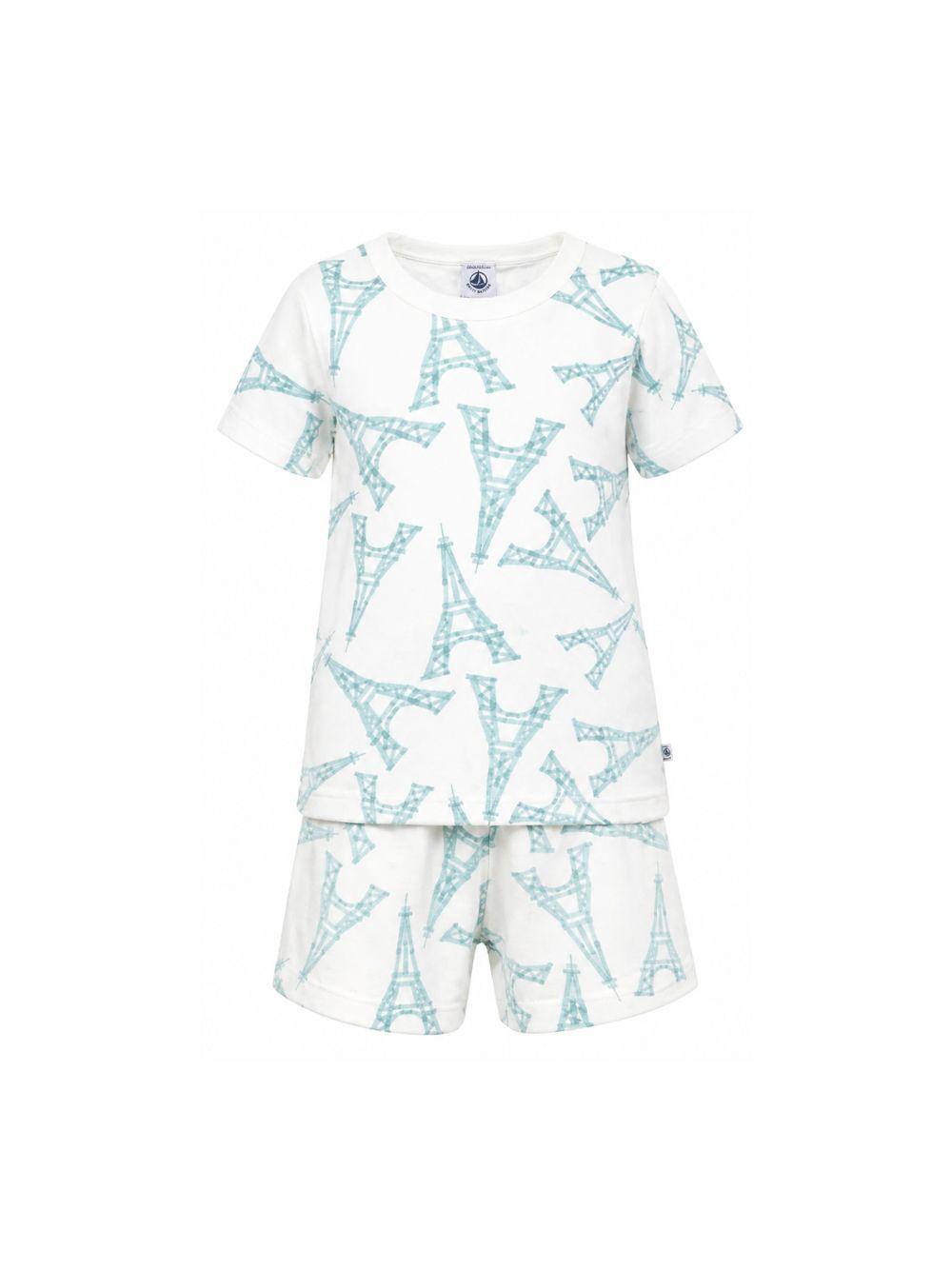 Pigiama per bambino Petit Bateau bianco con stampa torre eiffel A0FCJ 01 PETIT BATEAU KIDS