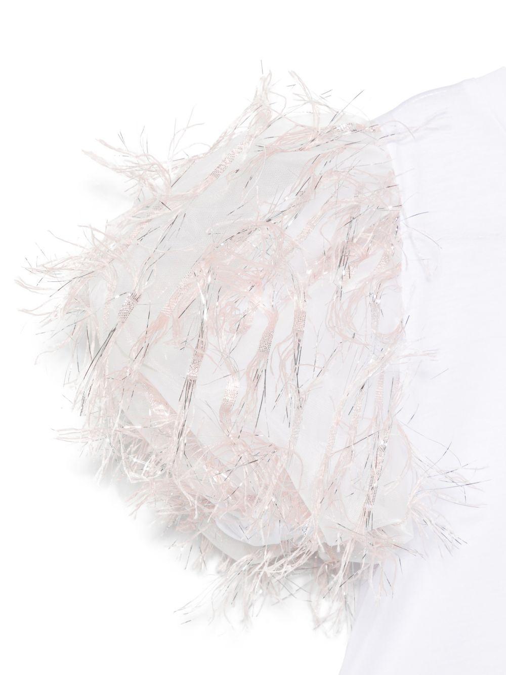 T-shirt per bambina Alapage bianca con maniche a sbuffo a contrasto AL90 ROSA A'LAPAGE KIDS