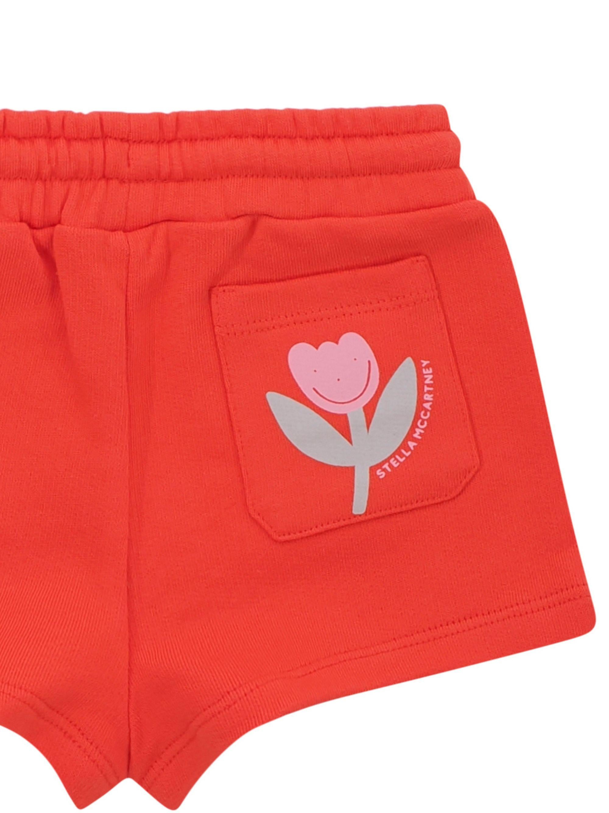 Shorts per neonata Stella McCartney Kids rossi con chiusura a coulisse TY6129 Z0499 426 STELLA McCARTNEY KIDS