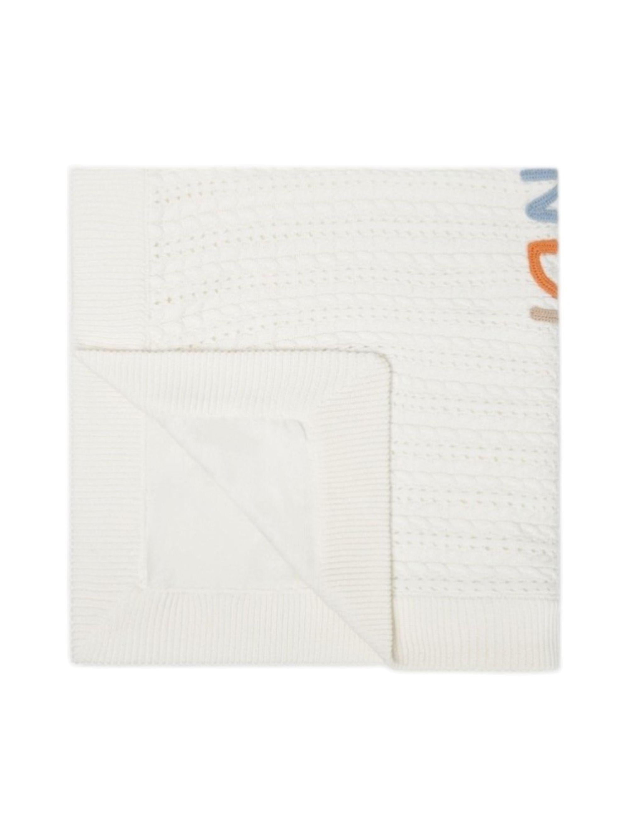 Coperta per neonati Fendi Kids bianca con logo ricamato colorato BUJ338 AVWW F0TU9 FENDI KIDS