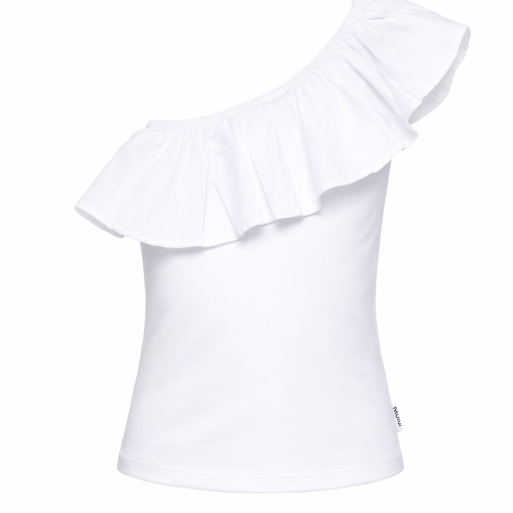 Top monospalla per bambina Molo bianco con dettaglio volant 2S26A102 5636 MOLO KIDS