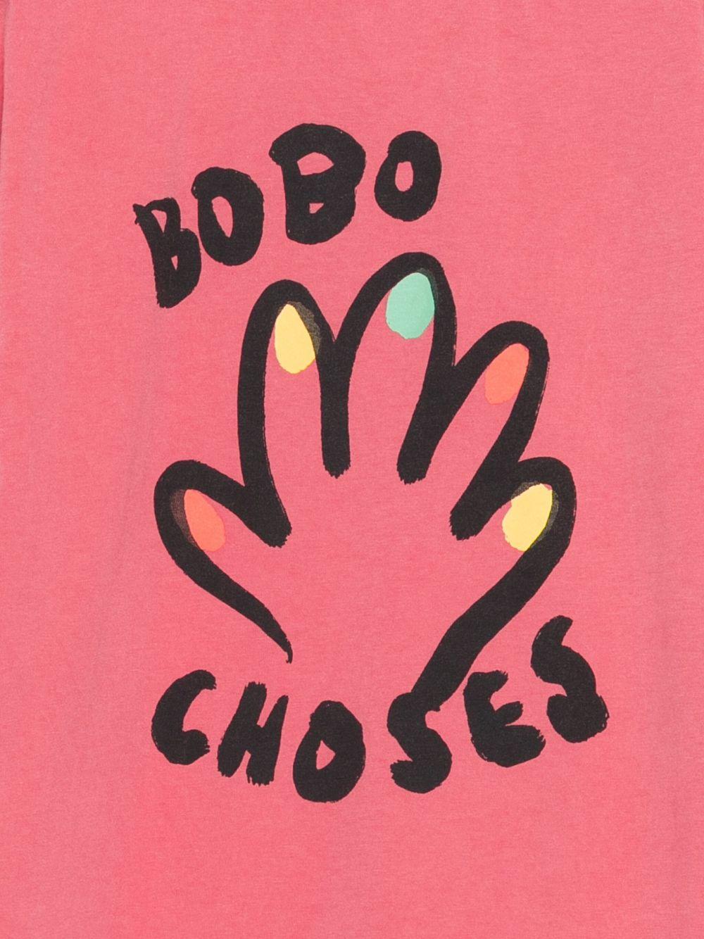T-shirt per bambina Bobo Choses rosa con stampa grafica a mano B225AC007 661 BOBO CHOSES