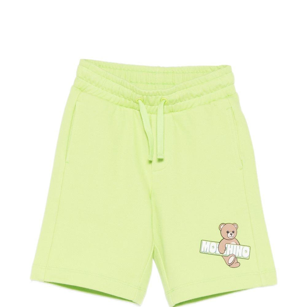 Shorts per bambino Moschino Kids verde con stampa grafica HUQ02LLCA90 30355 MOSCHINO KIDS