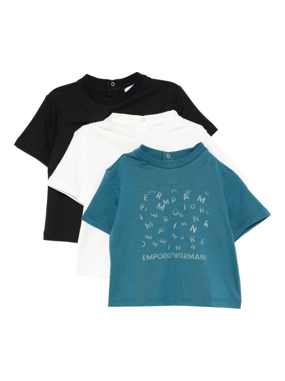 Set di tre t-shirt per neonato Emporio Armani Kids multicolor con diverse fantasie EB001324 AF14503 MB005 EMPORIO ARMANI KIDS