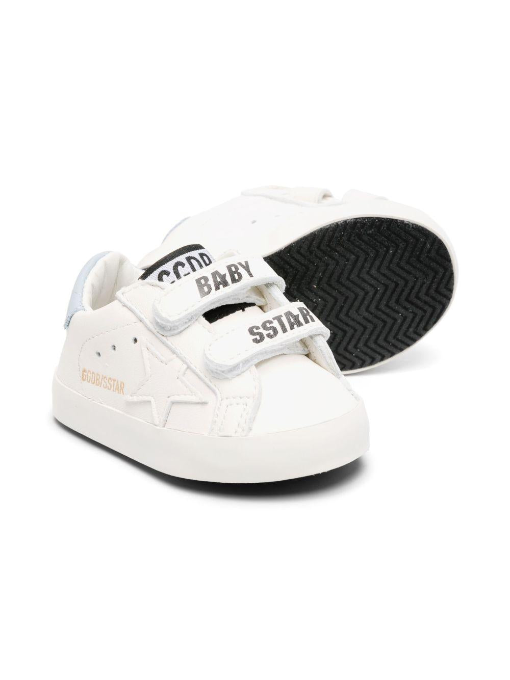 Sneakers per neonati Golden Goose Kids bianche con dettaglio tallone azzurro F00534F007129 11409 GOLDEN GOOSE KIDS