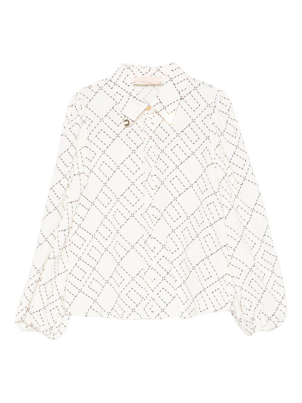 Camicia per bambina Elisabetta Franchi La Mia Bambina bianca con stampa geometrica EFCA2670VI040 0077 ElISABETTA FRANCHI