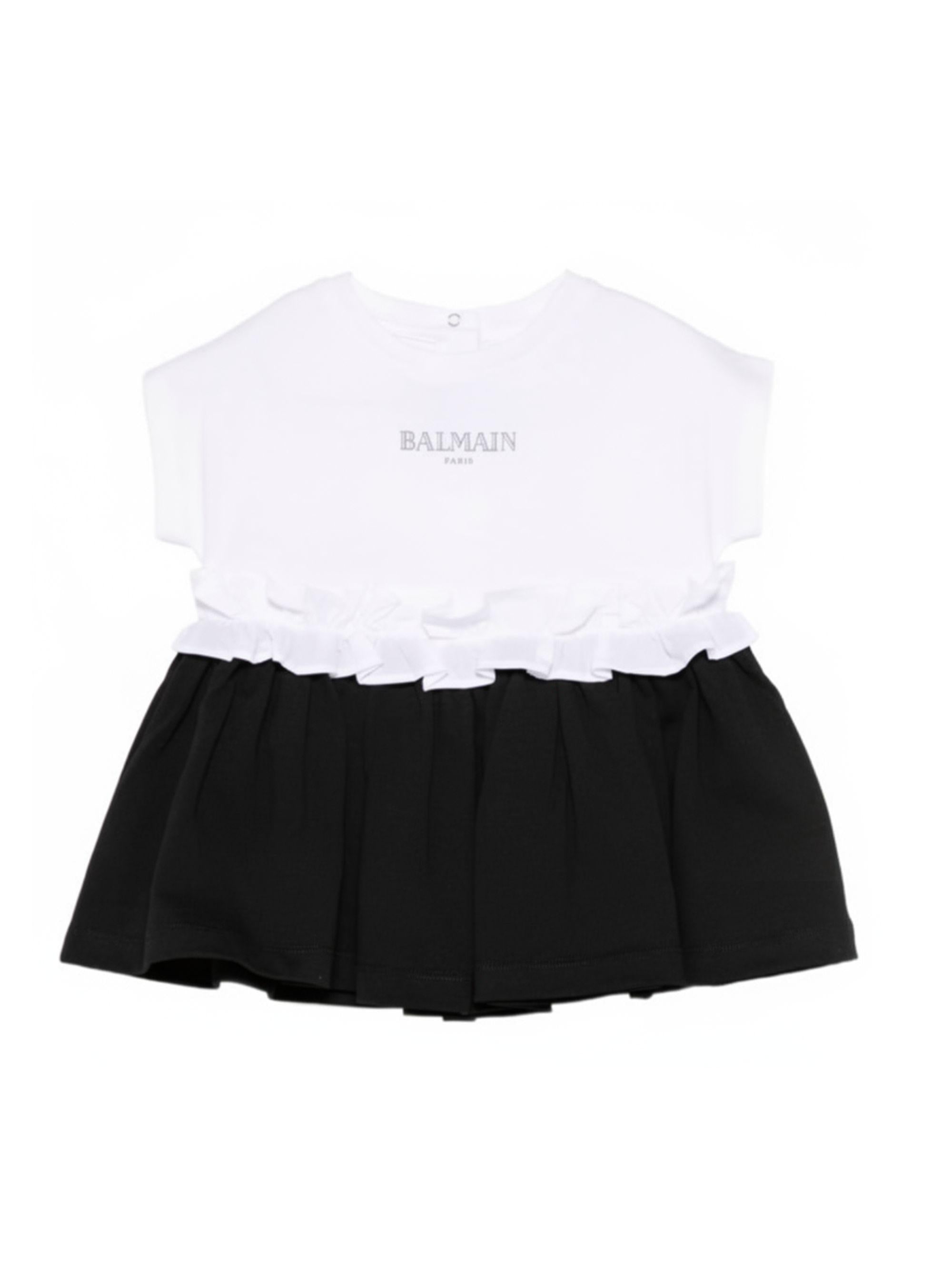 Abito per bambina Balmain Kids nero con ruches BY1092 Z3672 930BC BALMAIN KIDS