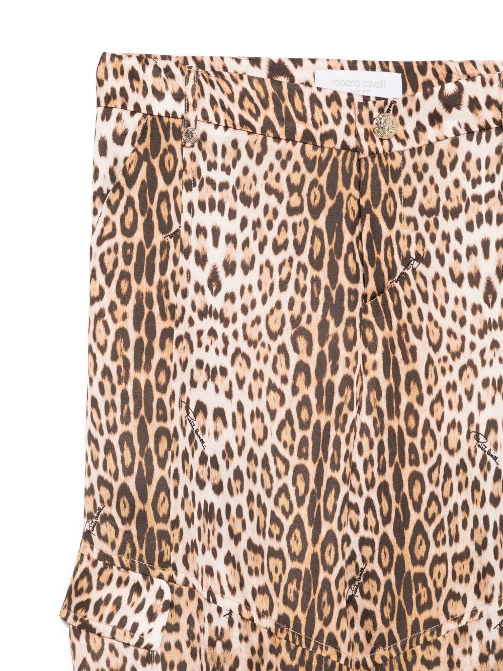 Pantaloni per bambina Roberto Cavalli Kids marrone con stampa leopardata CGP26027PA MACULA N.H. ROBERTO CAVALLI KIDS