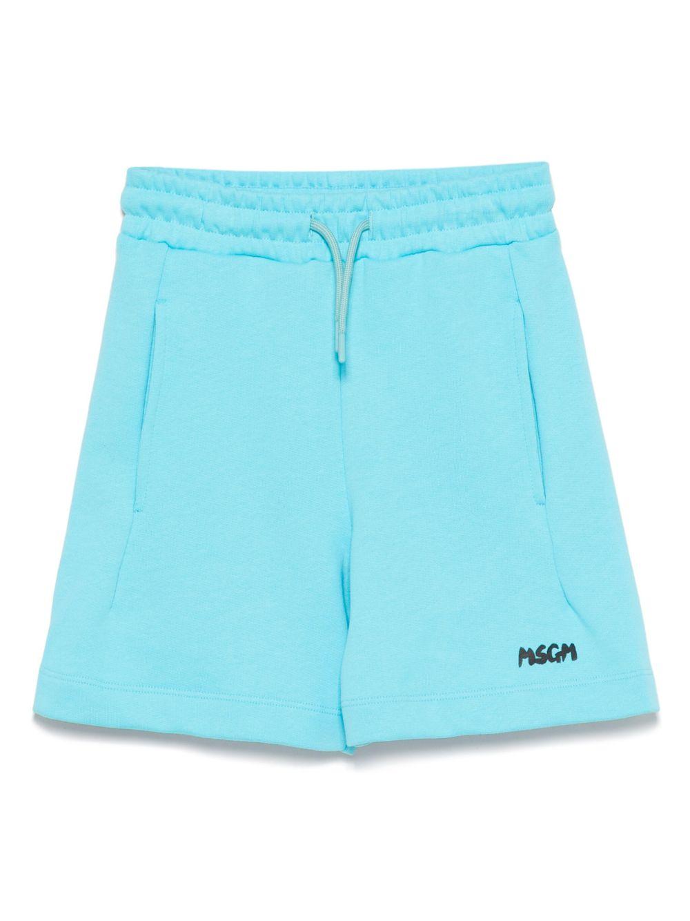 Shorts sportivi in cotone per bambino MSGM Kids azzurro con vita elasticizzata S5MSJUBE071 MS005 MSGM KIDS