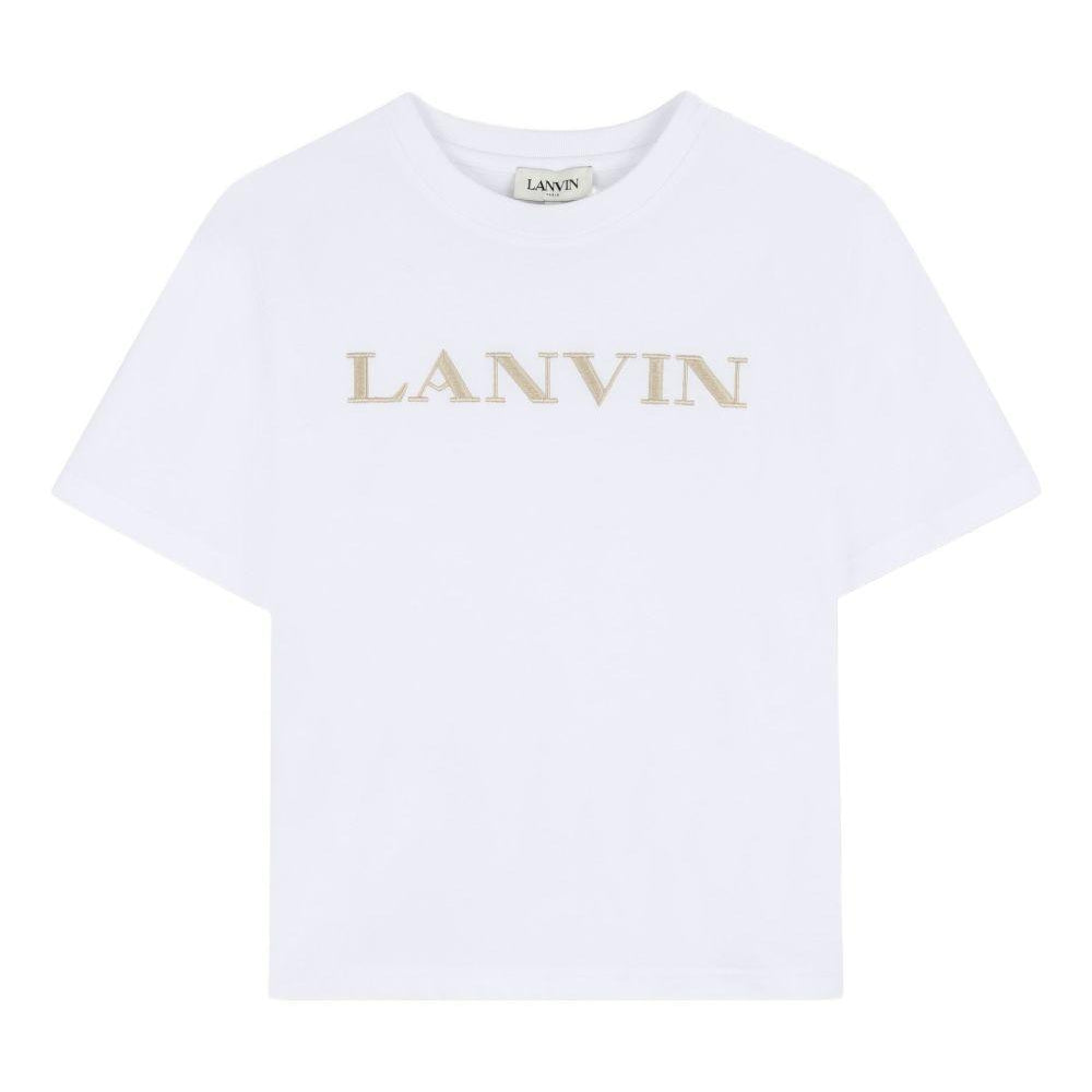T-shirt per bambino Lanvin Enfant bianca con logo ricamato N30360 10P LANVIN KIDS