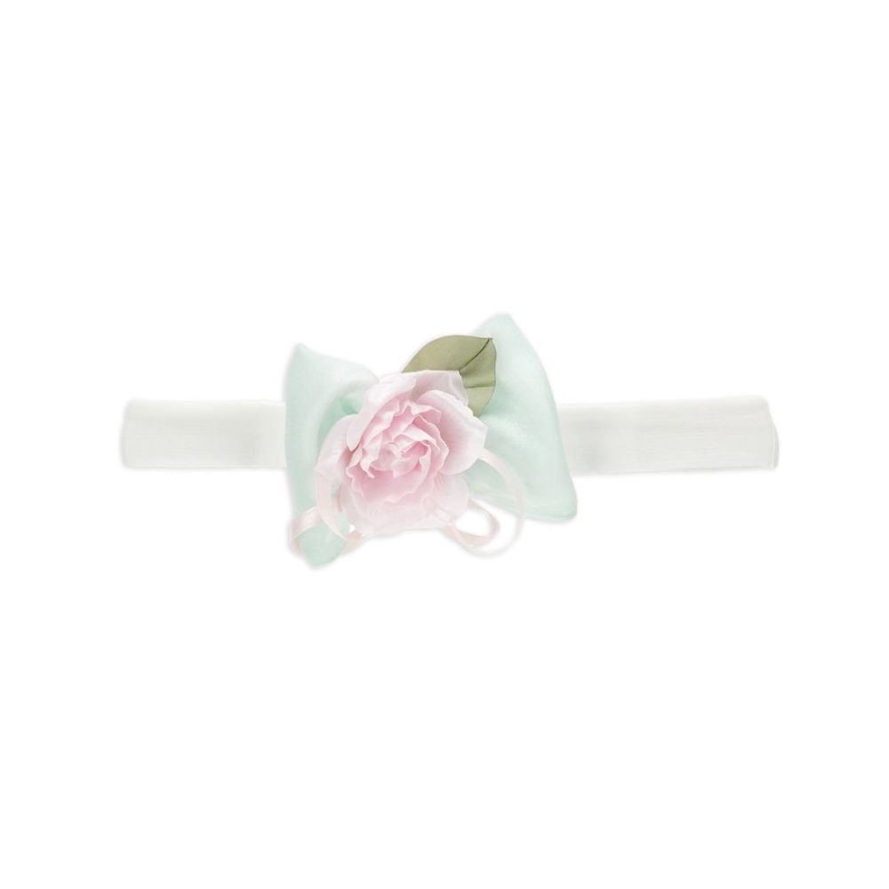 Fascia per capelli per neonata Monnalisa bianco con dettaglio con fiocco e fiore 73G005 7201 0120 MONNALISA