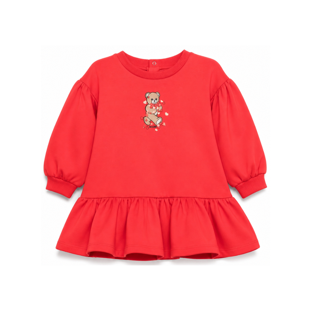 Abito per neonata Moschino Kids rosso con motivo Teddy Bear MAV0CWLDA63 50109 MOSCHINO KIDS