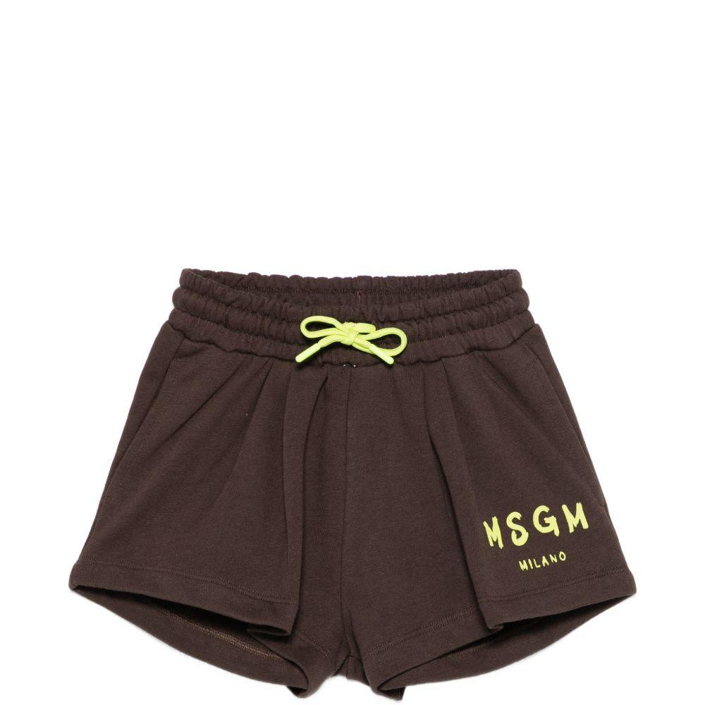 Shorts per bambina MSGM Kids marroni con coulisse S6MSJGSH066 943 MSGM KIDS